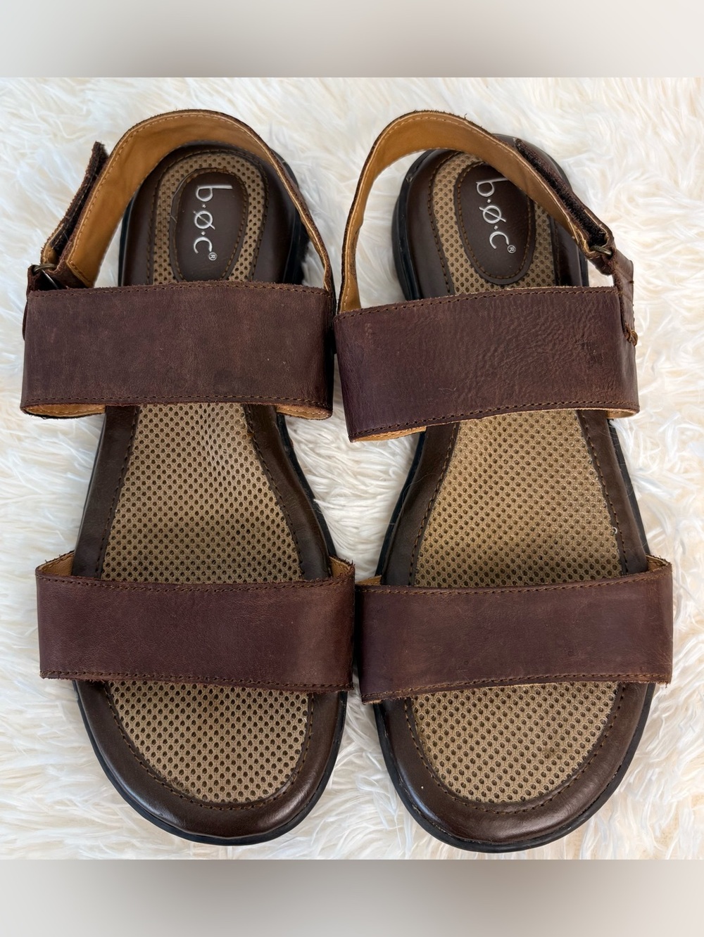 BOC Born Dark Brown Leather Slingback Velcro Sandals Size 10